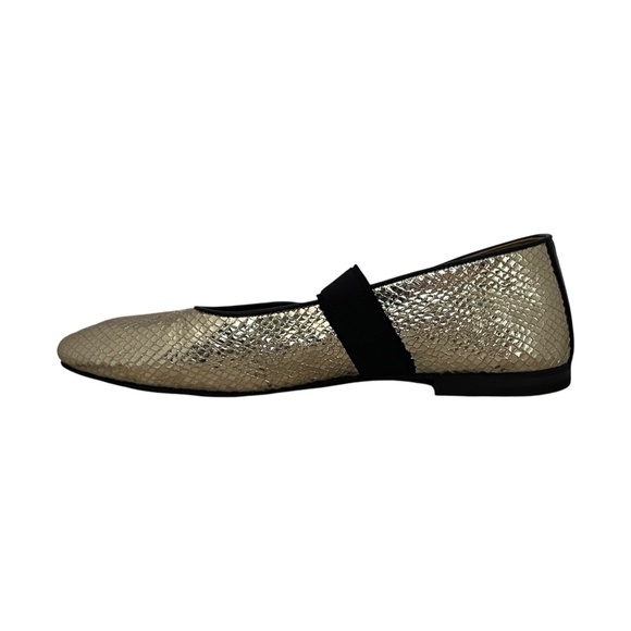 Wales Bonner Ballerina Buckle Flats EU 37 US 7 Lambskin Gold Snakeskin-Embossed - Picture 5 of 12